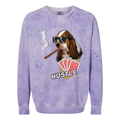 Hustle Hound Gambling Dog Tee Colorblast Crewneck Sweatshirt