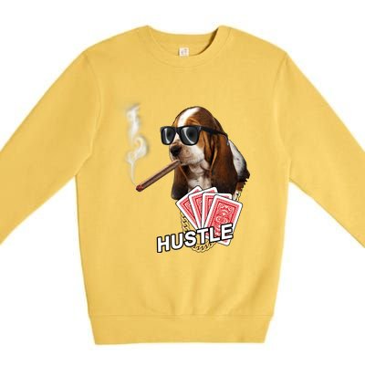 Hustle Hound Gambling Dog Tee Premium Crewneck Sweatshirt