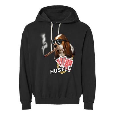 Hustle Hound Gambling Dog Tee Garment-Dyed Fleece Hoodie