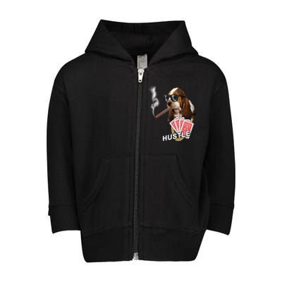 Hustle Hound Gambling Dog Tee Toddler Zip Fleece Hoodie