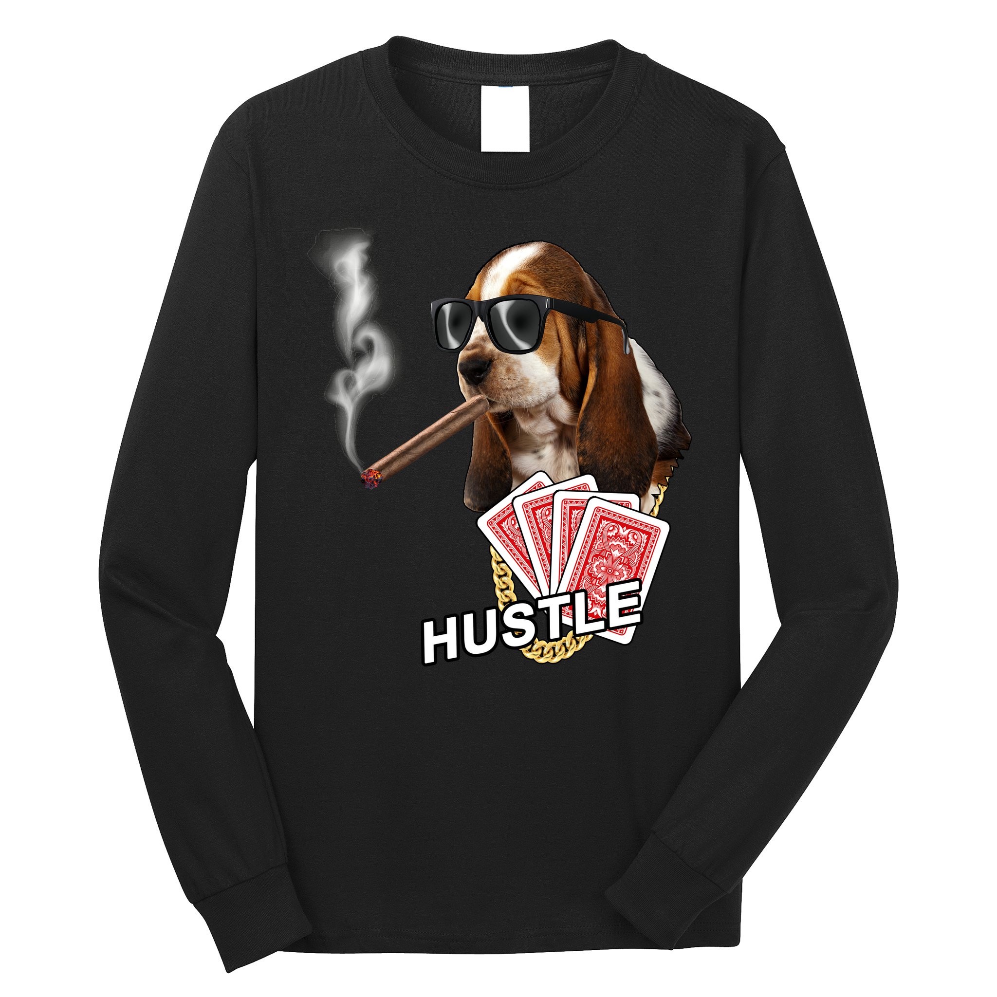 Hustle Hound Gambling Dog Tee Long Sleeve Shirt