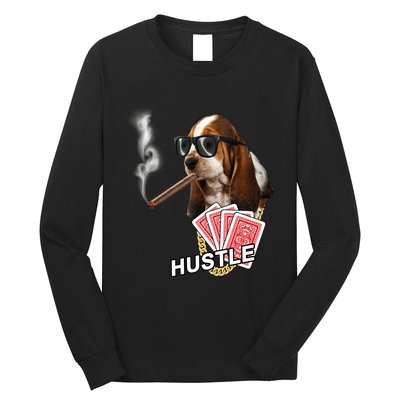 Hustle Hound Gambling Dog Tee Long Sleeve Shirt