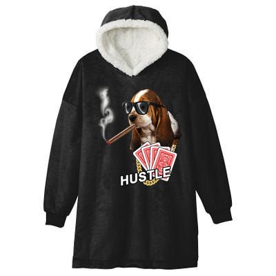 Hustle Hound Gambling Dog Tee Hooded Wearable Blanket