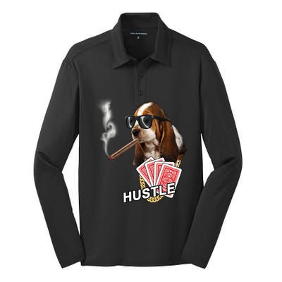 Hustle Hound Gambling Dog Tee Silk Touch Performance Long Sleeve Polo