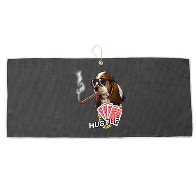 Hustle Hound Gambling Dog Tee Large Microfiber Waffle Golf Towel