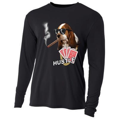 Hustle Hound Gambling Dog Tee Cooling Performance Long Sleeve Crew