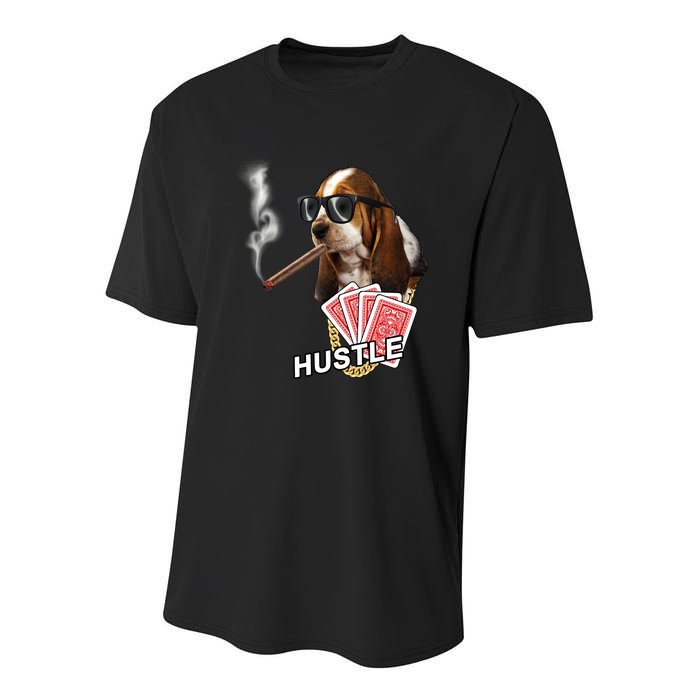 Hustle Hound Gambling Dog Tee Youth Performance Sprint T-Shirt