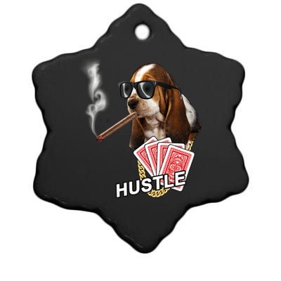 Hustle Hound Gambling Dog Tee Ceramic Star Ornament