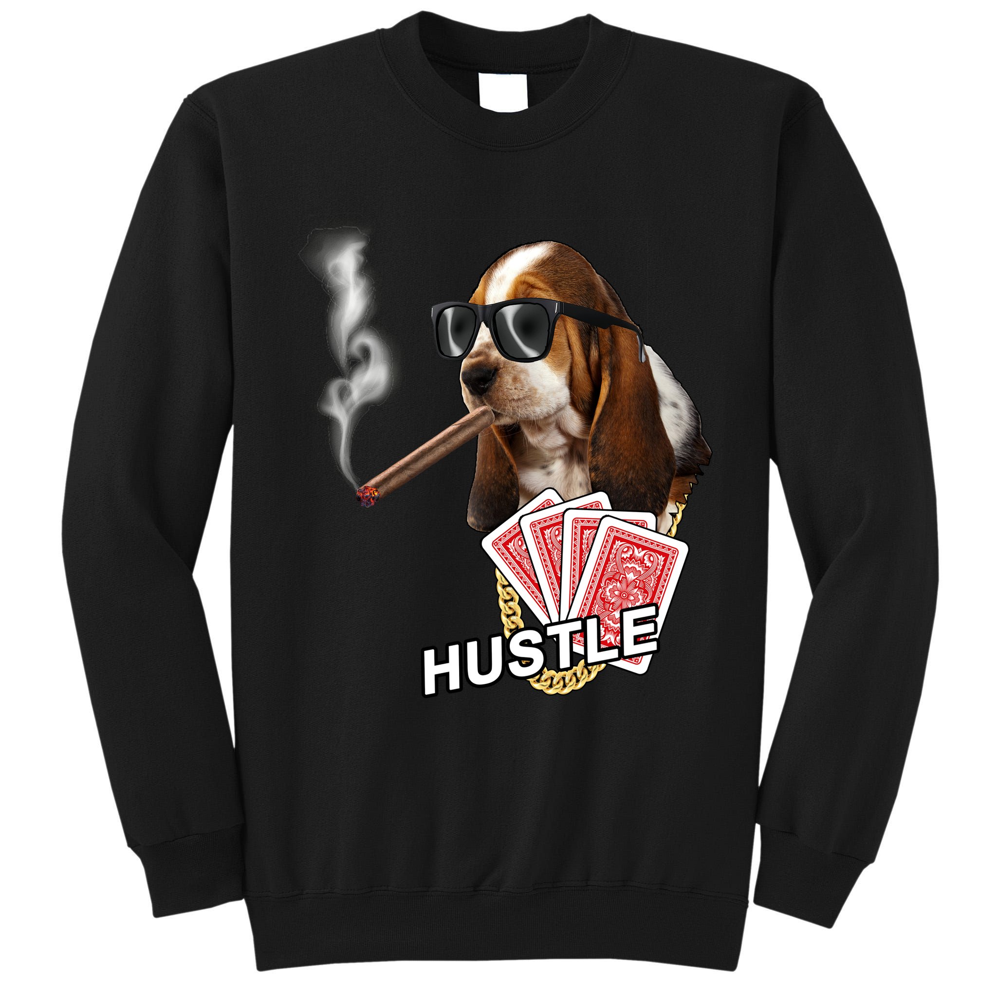 Hustle Hound Gambling Dog Tee Tall Sweatshirt