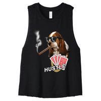 Hustle Hound Gambling Dog Tee Women's Racerback Cropped Tank