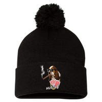 Hustle Hound Gambling Dog Tee Pom Pom 12in Knit Beanie