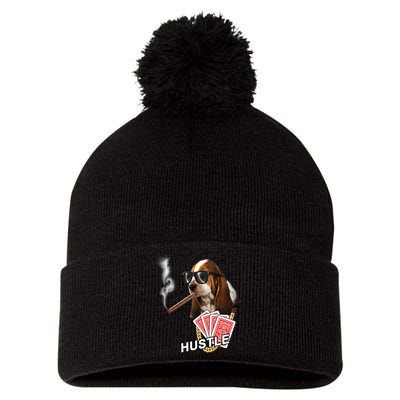 Hustle Hound Gambling Dog Tee Pom Pom 12in Knit Beanie