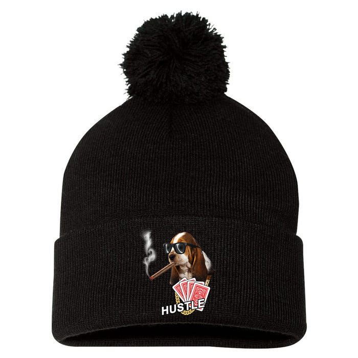 Hustle Hound Gambling Dog Tee Pom Pom 12in Knit Beanie