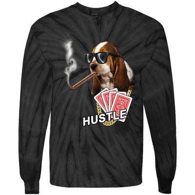 Hustle Hound Gambling Dog Tee Tie-Dye Long Sleeve Shirt