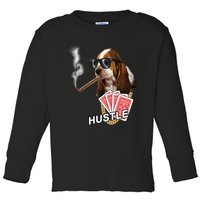 Hustle Hound Gambling Dog Tee Toddler Long Sleeve Shirt