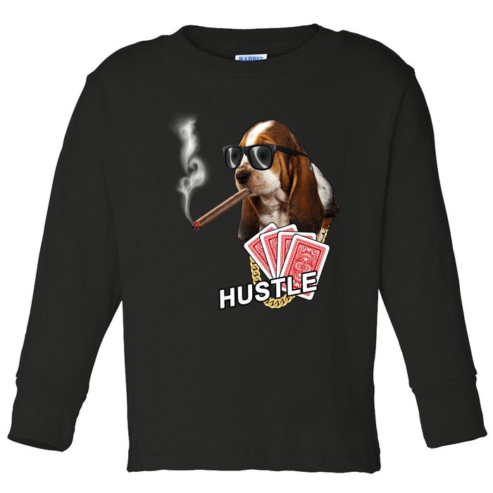 Hustle Hound Gambling Dog Tee Toddler Long Sleeve Shirt