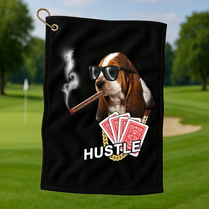 Hustle Hound Gambling Dog Tee Golf Towel