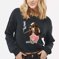 Hustle Hound Gambling Dog Tee Cropped Pullover Crew