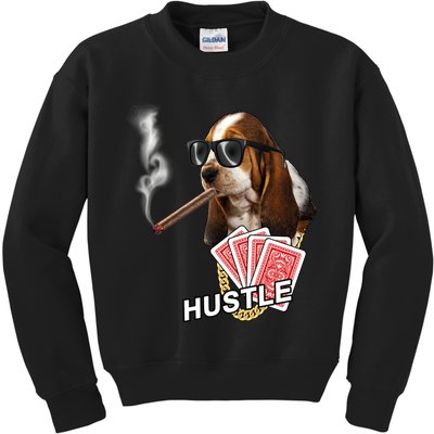 Hustle Hound Gambling Dog Tee Kids Sweatshirt