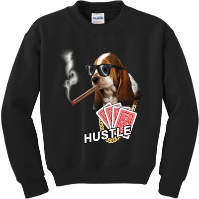 Hustle Hound Gambling Dog Tee Kids Sweatshirt