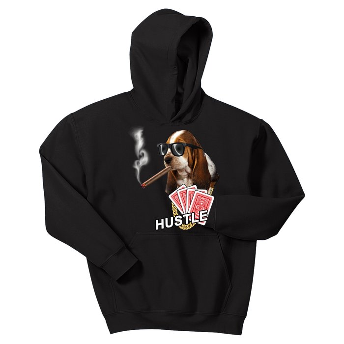 Hustle Hound Gambling Dog Tee Kids Hoodie