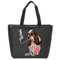 Hustle Hound Gambling Dog Tee Zip Tote Bag