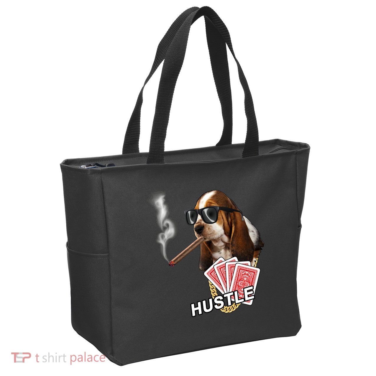 Hustle Hound Gambling Dog Tee Zip Tote Bag