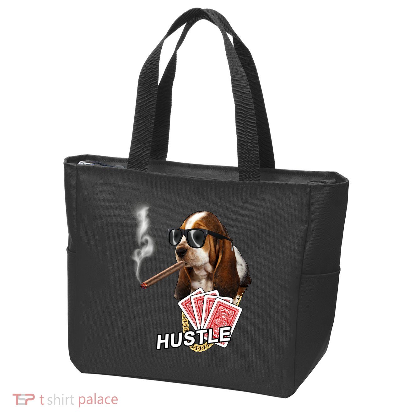Hustle Hound Gambling Dog Tee Zip Tote Bag