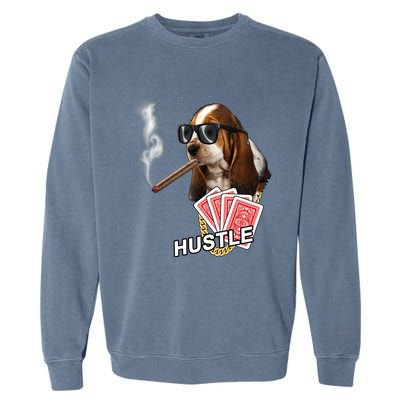 Hustle Hound Gambling Dog Tee Garment-Dyed Sweatshirt