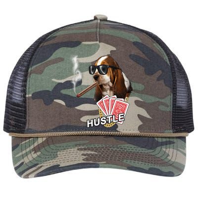 Hustle Hound Gambling Dog Tee Retro Rope Trucker Hat Cap