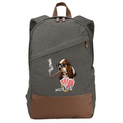 Hustle Hound Gambling Dog Tee Cotton Canvas Backpack