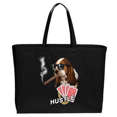 Hustle Hound Gambling Dog Tee Cotton Canvas Jumbo Tote