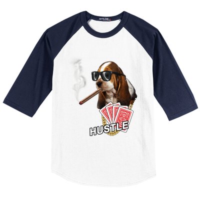 Hustle Hound Gambling Dog Tee Baseball Sleeve Shirt