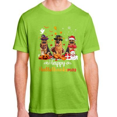 Happy Hallothanksmas German Shepherd Dog Halloween Christmas Long Sleeve Adult ChromaSoft Performance T-Shirt