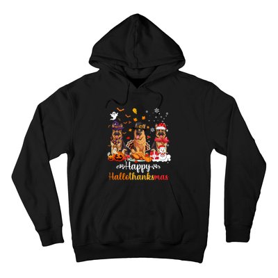 Happy Hallothanksmas German Shepherd Dog Halloween Christmas Long Sleeve Hoodie