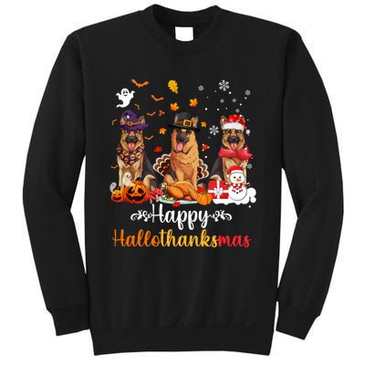 Happy Hallothanksmas German Shepherd Dog Halloween Christmas Long Sleeve Sweatshirt