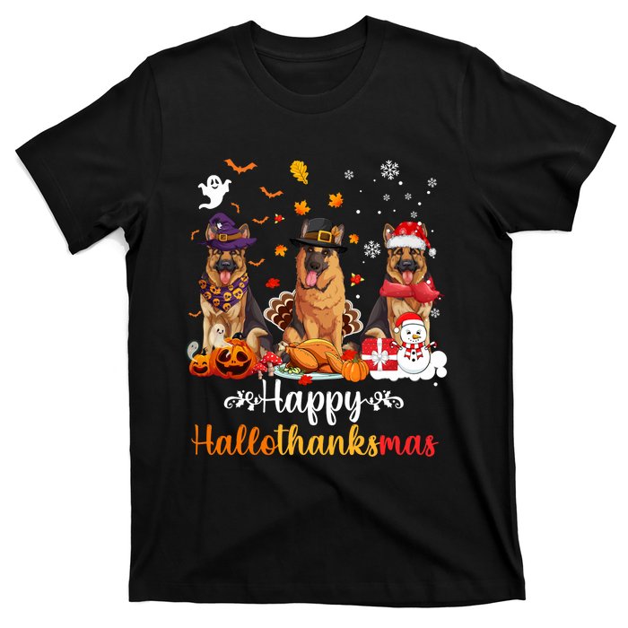 Happy Hallothanksmas German Shepherd Dog Halloween Christmas Long Sleeve T-Shirt