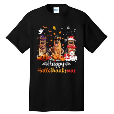 Happy Hallothanksmas German Shepherd Dog Halloween Christmas Long Sleeve Tall T-Shirt