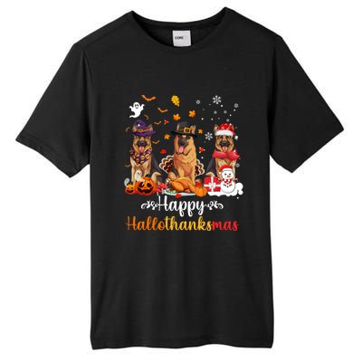 Happy Hallothanksmas German Shepherd Dog Halloween Christmas Long Sleeve Tall Fusion ChromaSoft Performance T-Shirt