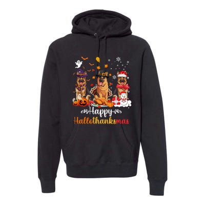 Happy Hallothanksmas German Shepherd Dog Halloween Christmas Long Sleeve Premium Hoodie