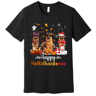 Happy Hallothanksmas German Shepherd Dog Halloween Christmas Long Sleeve Premium T-Shirt