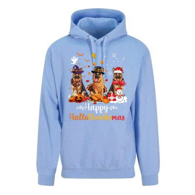 Happy Hallothanksmas German Shepherd Dog Halloween Christmas Long Sleeve Unisex Surf Hoodie