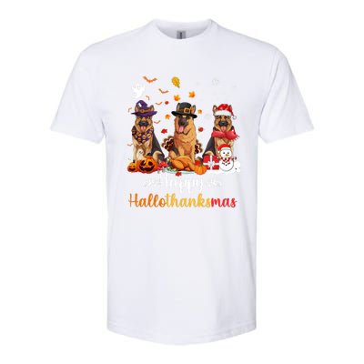 Happy Hallothanksmas German Shepherd Dog Halloween Christmas Long Sleeve Softstyle CVC T-Shirt