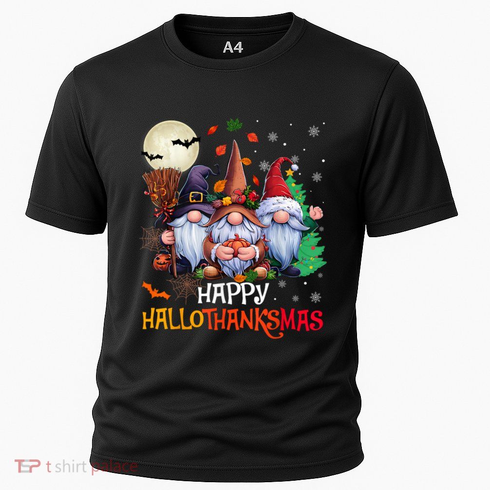 Happy Hallothanksmas Gnomes Lover Halloween Merry Christmas Hoodie Performance Shirt