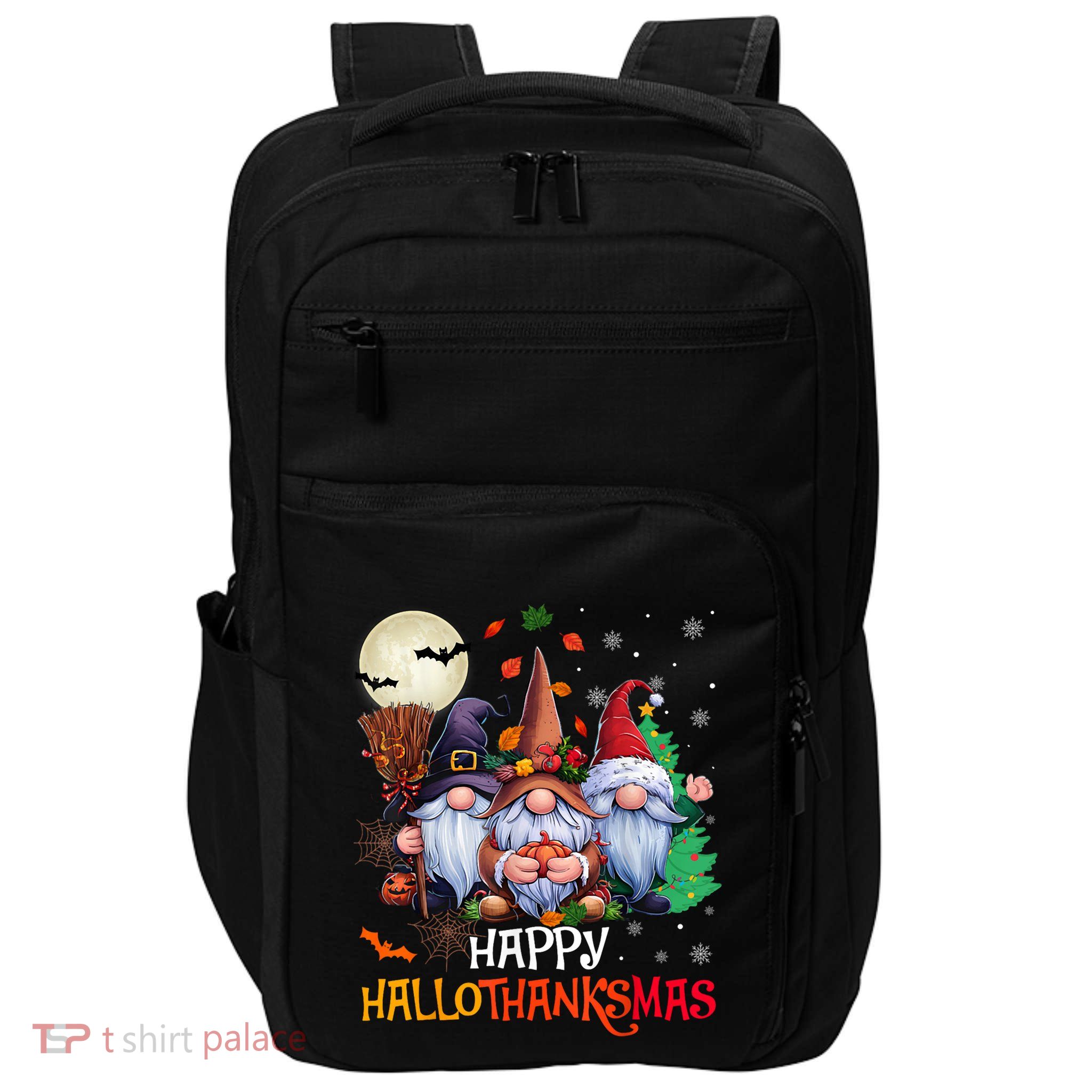 Happy Hallothanksmas Gnomes Lover Halloween Merry Christmas Hoodie Impact Tech Backpack