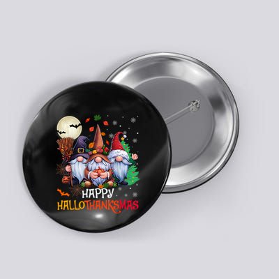 Happy Hallothanksmas Gnomes Lover Halloween Merry Christmas Hoodie Button