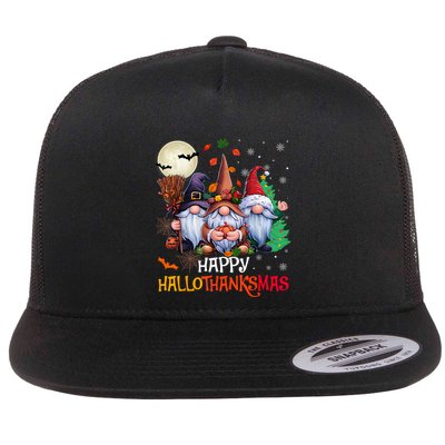 Happy Hallothanksmas Gnomes Lover Halloween Merry Christmas Hoodie Flatbill Hat