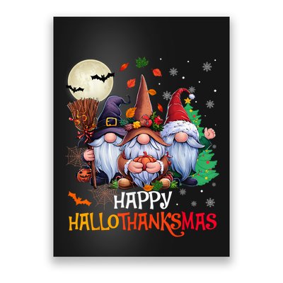 Happy Hallothanksmas Gnomes Lover Halloween Merry Christmas Hoodie Poster