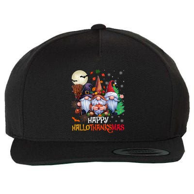 Happy Hallothanksmas Gnomes Lover Halloween Merry Christmas Hoodie Wool Snapback Cap