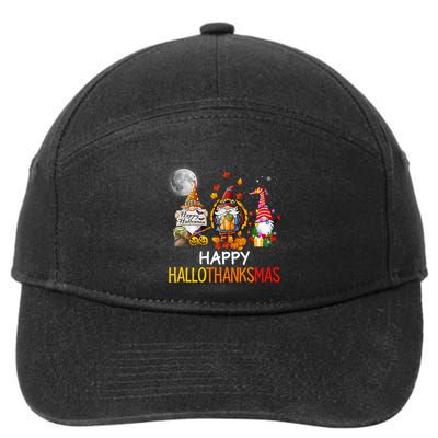Happy Hallothanksmas Gnomes Lover Halloween Merry Christmas 7-Panel Snapback Hat